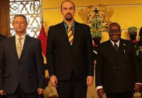 Honorary Consul Nicolas van Staalduinen, Ambassador Yanko Yordanov and President Akufo-Addo