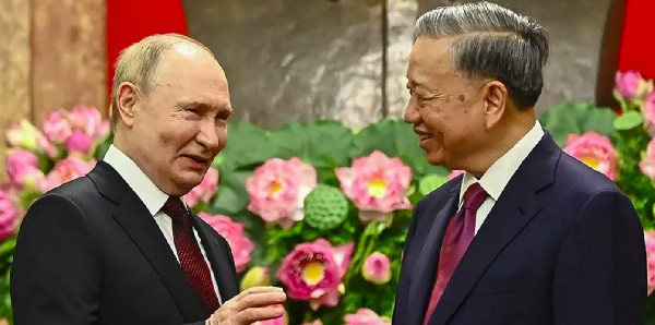 Vladimir Putin met Vietnamese President To Lam as he began a state visit to Vietnam on Thursday