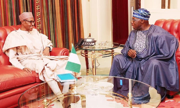 Shugaba Muhammadu Buhari da Tsohon Shugaban Najeriya Olusegun Obasanjo