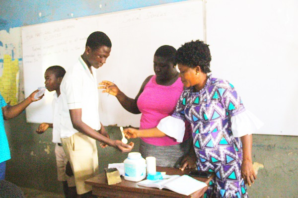 Some schoolchildren partaking in the exercise