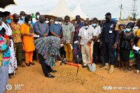 Alexander Akwasi Acquah cutting sod for construction of new market