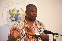 Kojo Oppong Nkrumah addressing some journalists