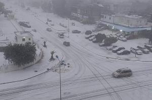 Snow fell in northeastern Libya for the first time in 15 years