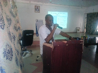 Mr Dauda Issaku Saari making the presentation of the strategic plan