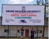 A signpost of the Kwame Nkrumah University in Zambia