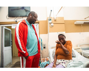 Kurt Okraku visited the labour ward at the Korle-bu Teaching Hospital
