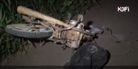 The damaged motorbike after the fatal accident