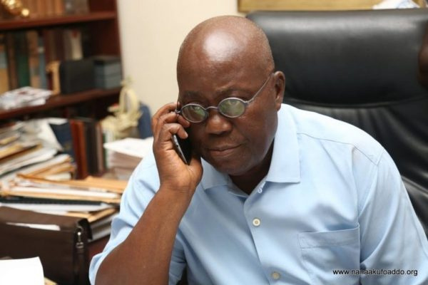 President Akufo-Addo on phone (File photo)