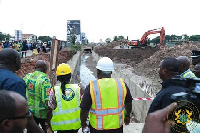 President Akufo-Addo Tuesday toured some areas in Accra after Monday's floods