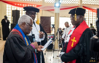 Very Rev. Japhet Ledo and Rev. Prof. J.O.Y Mantey inducting Rt. Rev. Dr. Lt. Col. Agbeko (Rtd.)