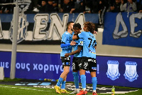 Godsway Donyoh (middle) celebrated by his team mates