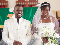 Abeiku Santana and wife during their wedding