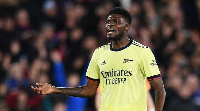 Thomas Partey (right) with Mikel Arteta