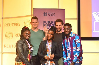 Aliaume Leroy and Benjamin Strick from BBC Africa Eye with Ghanaian Delegates