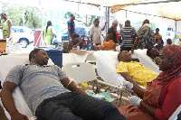 A corss section of MTN staff donating blood