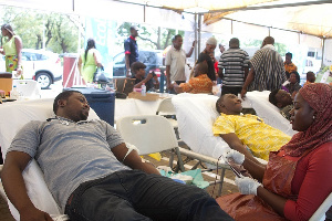 A corss section of MTN staff donating blood