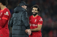 Liverpool head coach, Jurgen Klopp and Mohamed Salah