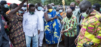 President Akufo-Addo cutting sod for commencement of the inland port project in November 2020