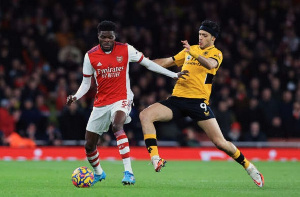 Thomas Partey in action against Wolves