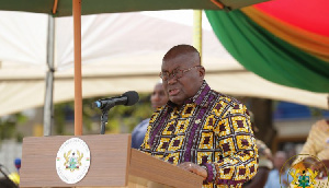 President Akufo-Addo addressing the gathering at the 60th anniversary of Pope John's