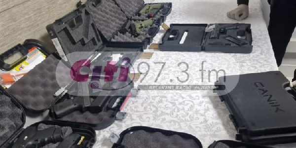 Customs officers uncovered the concealed weapons in three suitcases