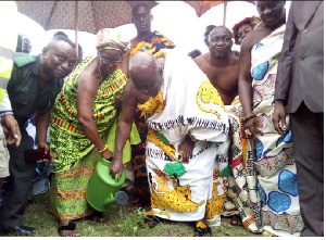 The Okyenhene nursing a tree