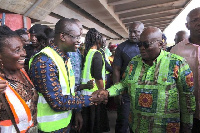 President Nana Addo Dankwa Akufo-Addo shaking hands with Joseph Siaw Agyepong of the Jospong Group