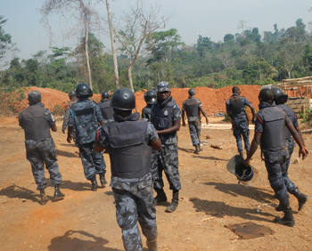 Some of the recently-deployed police personnel to galamsey areas