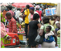 Traders and buyers at a market