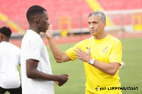 Black Stars forward, Felix Afena Gyan and Black Stars technical advisor, Chris Hughton