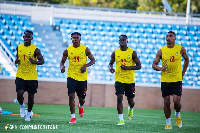 A photo of Black Stars players at training