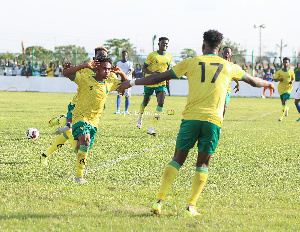 Bibiani Gold Stars players celebrating | File photo