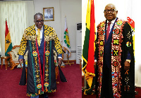 Combination photo of speaker Bagbin (l) and former speaker Oquaye