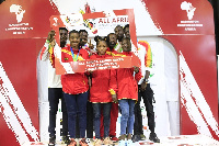 Some of the medal winners in a group photo