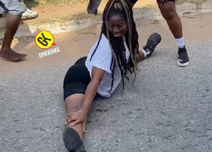 Lady captured on the bare floor twerking at the event