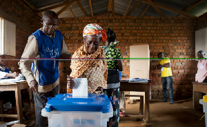 A woman casting her vote during elections