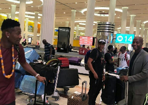 Black Stars players arriving at the airport