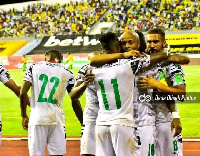 Andre Ayew celebrates after scoring