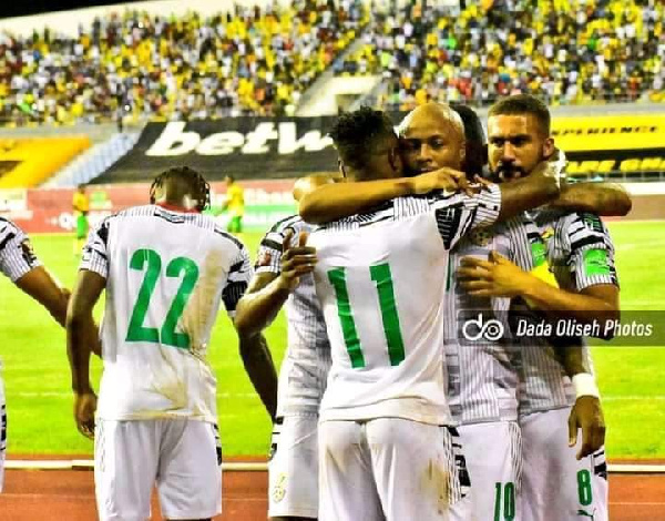 Andre Ayew celebrates after scoring