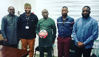 Members of the Beach Soccer committee in a photo with the GFA General Secretary