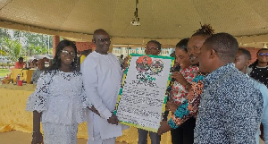 Journalists presenting citation to the outgone FC manager