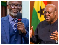 Gabby Otchere-Darko (left) and Former President John Mahama (right)