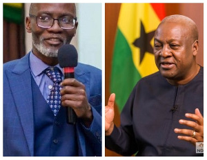 Gabby Otchere-Darko (left) and Former President John Mahama (right)