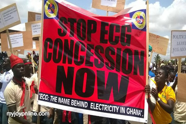 File photo: Staff of the ECG protesting the planned concession of the company.