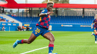 Asisat Oshoala celebrated two goals for Barcelona Femenino in the Spanish Super Cup Nigeria's Asisat