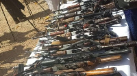 Some of the guns which were recovered from bandits during an offensive