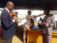 Mr. Emmanuel Ladzi during his swearing-in