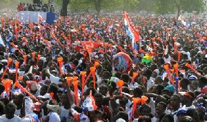 NPP party supporters cheering executives