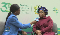 Busi Mabuza with GhanaWeb's Ernestina Serwaa Asante