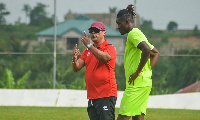 Asante Kotoko coach, Mariano Barreto and defender Habib Mohammed